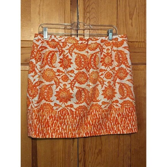 Michael Kors MIni Stretch Cotton Pencil Skirt  Clementine Paisley - Picture 7 of 11